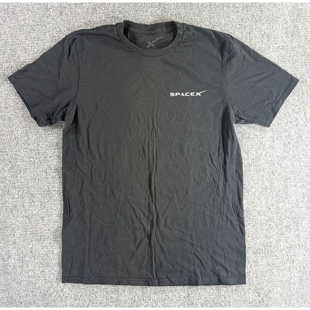 SpaceX Mens Black Graphic Logo T-Shirt Short Sleeve Crewneck Cotton Size M